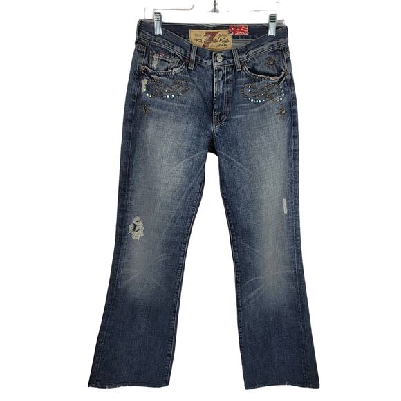 7 For All Mankind Rare The Great Wall of China Studded Women's Jeans 30 - Picture 1 of 8